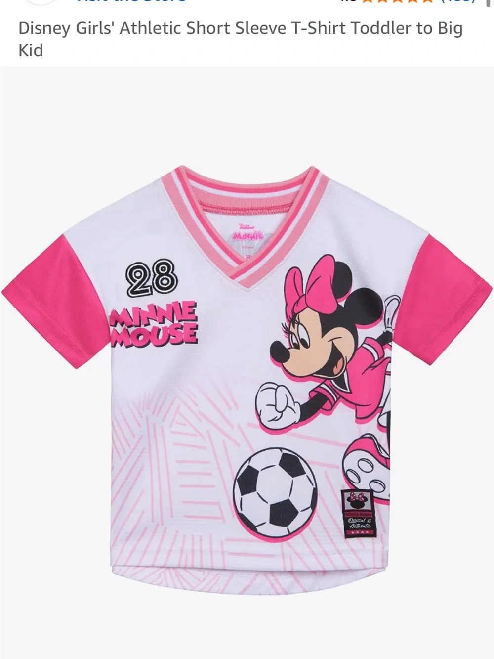 Disney Minnie Mouse T-Shirt Toddler Girl Soccer Jersey Size 4T